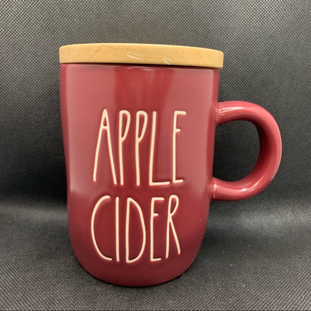 Rae Dunn APPLE CIDER Mug with Woden Coaster Lid